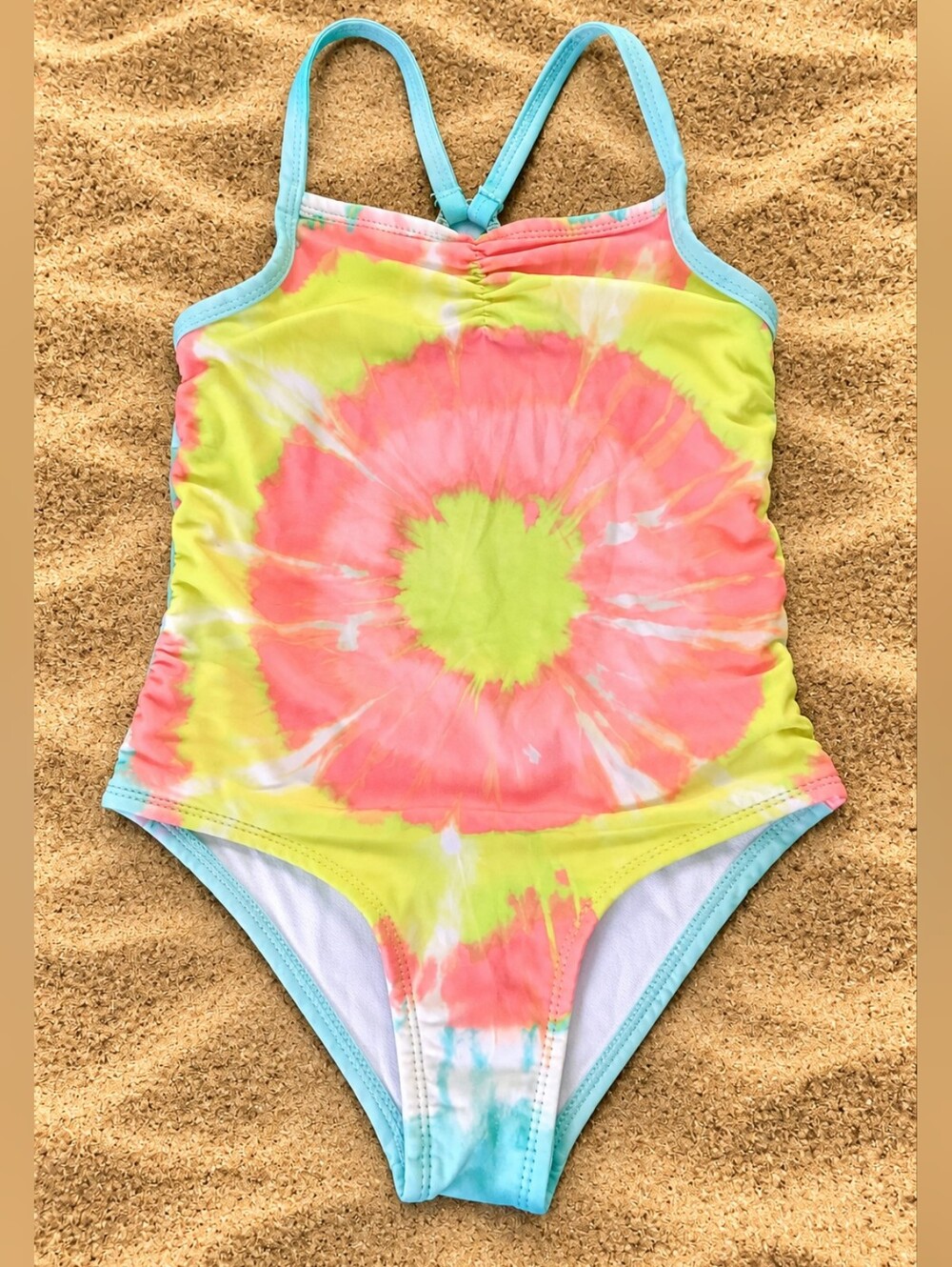 Penelope Mack Girls Size 7 Tie Dye One Piece Swimsuit Strappy Back